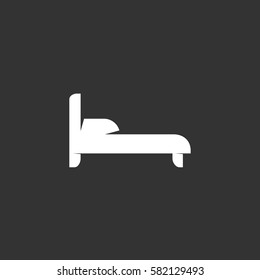 Bed icon isolated on black background. Bed vector logo. Flat design style. Modern vector pictogram for web graphics - stock vector