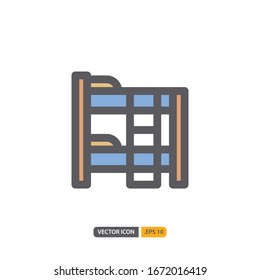 bed icon isolated on white background. for your web site design, logo, app, UI. Vector graphics illustration and editable stroke. EPS 10.