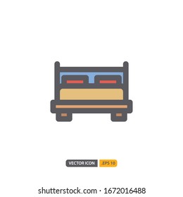bed icon isolated on white background. for your web site design, logo, app, UI. Vector graphics illustration and editable stroke. EPS 10.