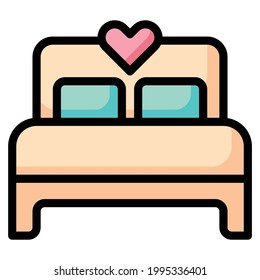 Bed-Icon-Linie, Vektorgrafik