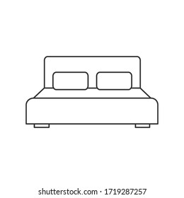 Bed icon line vector illustration isolated on white background. House apartments for bedroom.