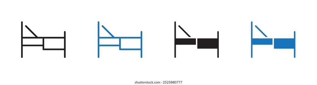 Bed icon linear graphics set vector in black
