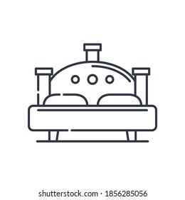 Bed icon, linear isolated illustration, thin line vector, web design sign, outline concept symbol with editable stroke on white background.