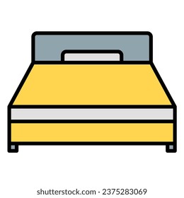 ilustración de icono de cama o logotipo rellenada estilo de color de contorno.