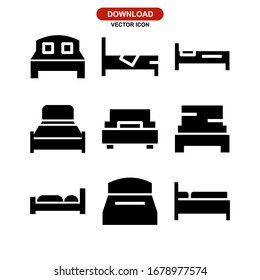 icono de cama o logotipo símbolo de signo aislado ilustración vectorial - Colección de iconos vectoriales de estilo negro de alta calidad

