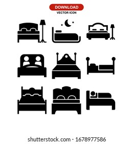 icono de cama o logotipo símbolo de signo aislado ilustración vectorial - Colección de iconos vectoriales de estilo negro de alta calidad
