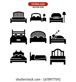 icono de cama o logotipo símbolo de signo aislado ilustración vectorial - Colección de iconos vectoriales de estilo negro de alta calidad
