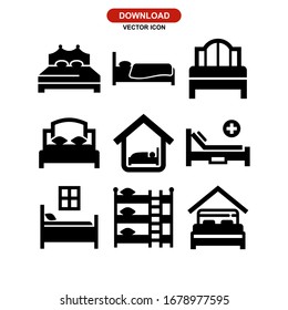 bed icon or logo isolated sign symbol vector illustration - Collection of high quality black style vector icons
