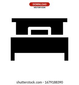 Bettsymbol oder Logo einzeln auf Zeichen Vektorillustration Illustration - hochwertige Vektorsymbole mit schwarzem Hintergrund
