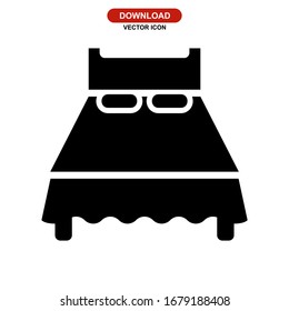 Icono de cama o logotipo símbolo de signo aislado Ilustración vectorial - Iconos vectoriales de estilo negro de alta calidad
