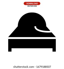 Icono de cama o logotipo símbolo de signo aislado Ilustración vectorial - Iconos vectoriales de estilo negro de alta calidad

