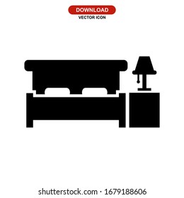 bed icon or logo isolated sign symbol vector illustration - high quality black style vector icons
