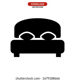 Icono de cama o logotipo símbolo de signo aislado Ilustración vectorial - Iconos vectoriales de estilo negro de alta calidad
