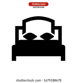 Icono de cama o logotipo símbolo de signo aislado Ilustración vectorial - Iconos vectoriales de estilo negro de alta calidad
