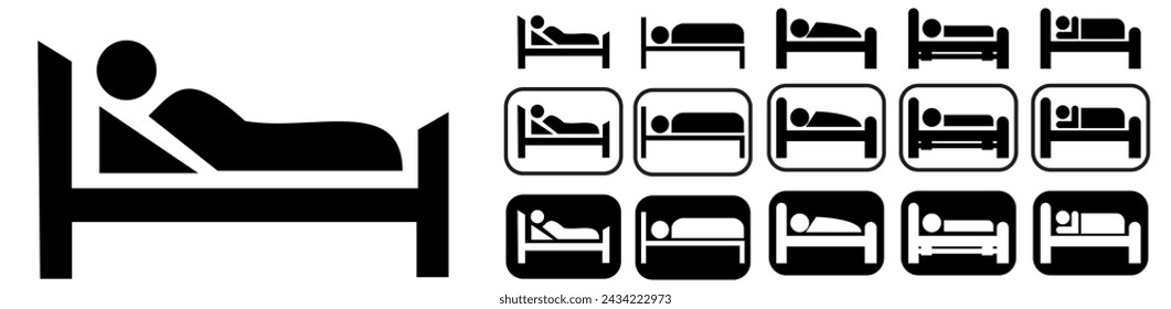 Bed icon. Man sleeping vector illustration.