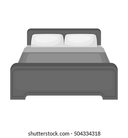 Bed icon in monochrome style isolated on white background. Hotel symbol stock vector illustration.