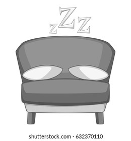 Bed icon in monochrome style isolated on white background vector illustration