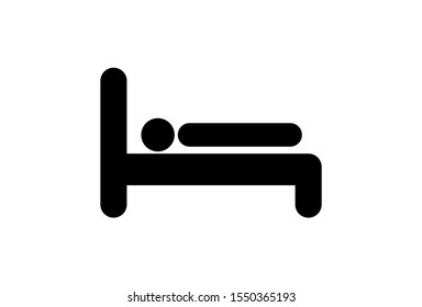 Bed Icon On White Background, Vector Illustration Of Hotel Or Accommodation Icon