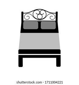 Icono de cama sobre fondo blanco. Diseño vectorial de silueta.