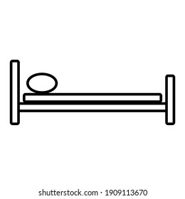 Bett-Symbol auf weißem Hintergrund. Vektorgrafik.