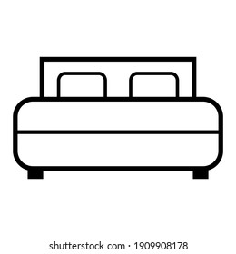 Icono de cama sobre fondo blanco. Ilustración vectorial.