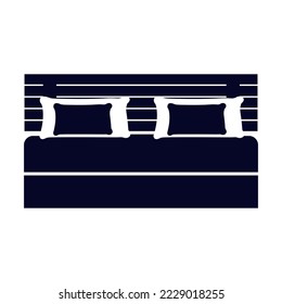 Bed icon on white background. Vector illustration. Colorful graphic set of beds with pillows. Modern bedroom furniture. Flat style vector illustration.
