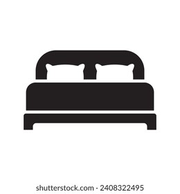 Icono de cama sobre fondo blanco. Ilustración vectorial.