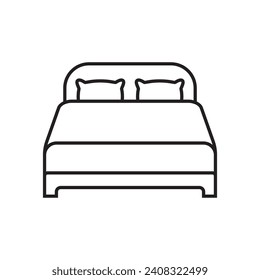 Icono de cama sobre fondo blanco. Ilustración vectorial.