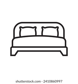 Icono de cama sobre fondo blanco. Ilustración vectorial.