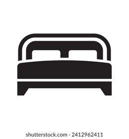 Icono de cama sobre fondo blanco. Ilustración vectorial.
