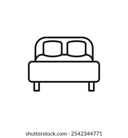 Bed icon outline collection or set in black and white