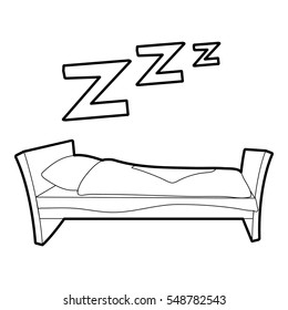Bed icon. Outline illustration of bed vector icon for web