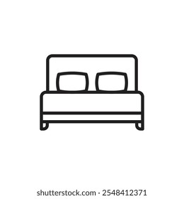 Signo de conjunto de contorno de icono de cama