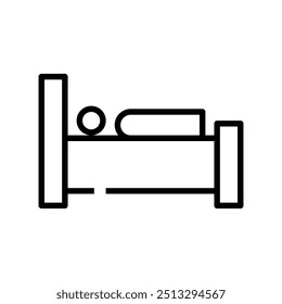 bed icon. Outline style design isolated on white background