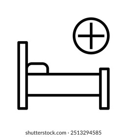 ícone de cama. Design de estilo de estrutura de tópicos isolado no plano de fundo branco