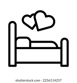 bed icon outline style valentine illustration vector element and symbol perfect. Icon sign from modern collection for web.