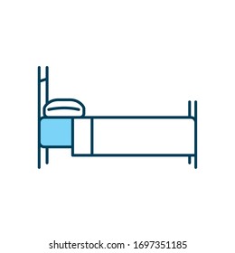 icono de la cama sobre fondo blanco, estilo de línea y relleno, ilustración vectorial