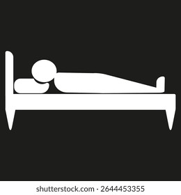 Bed icon. Rest love symbol. Vector sleep design. Black background shape.