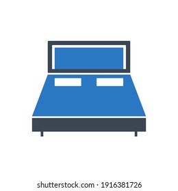 Bed icon. room bed, home bed icon in flat style and vector illustration.