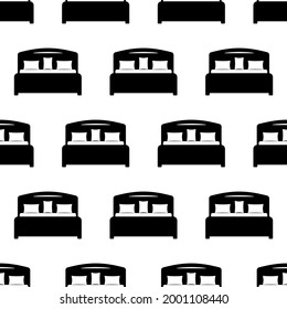Bed Icon Seamless Pattern, Sleeping Bed Icon Vector Art Illustration