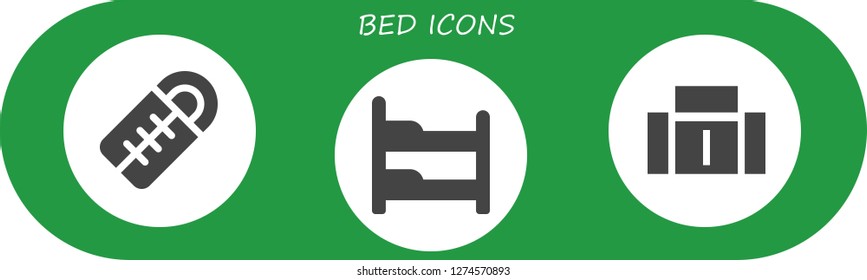  bed icon set. 3 filled bed icons. Simple modern icons about  - Sleeping bag, Bunk bed, Sofa