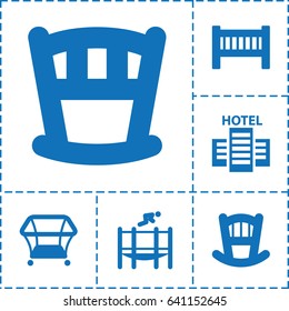 Bed icon. set of 6 bed filled icons such as baby bed, playpen, trampoline