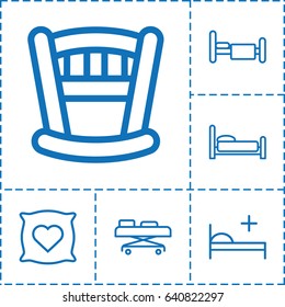 Bed icon. set of 6 bed outline icons such as pillow with heart on it