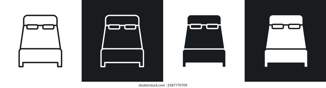 Bed icon set black and white colors. Graphic Vector icons pack
