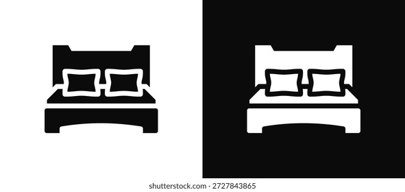 Conjunto De Ícones De Cama Em Preto E Branco