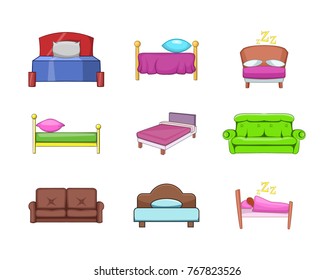 Bed icon set. Cartoon set of bed vector icons for your web design isolated on white background