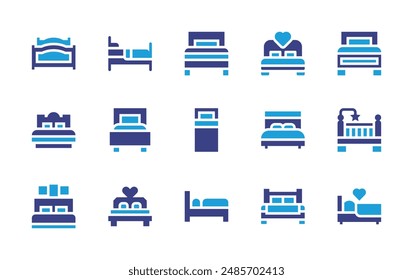 Bed icon set. Duotone color. Vector illustration. Containing bedroom, bed, singlebed, doublebed, babybed.