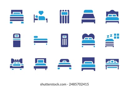 Bed icon set. Duotone color. Vector illustration. Containing hospitalbed, bed, inflatable, doublebed, floatingbed, sleep.