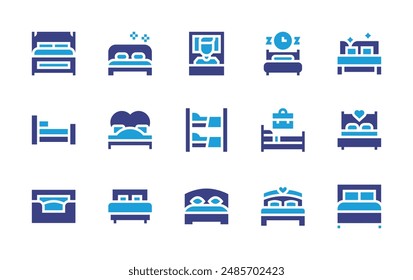 Bed icon set. Duotone color. Vector illustration. Containing bedroom, bed, doublebed, petbed, bunkbed, sleep.