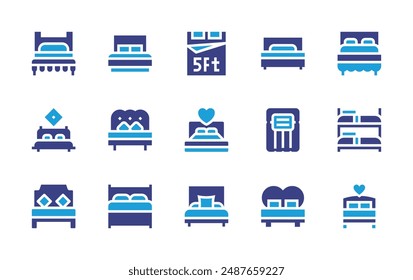 Bed icon set. Duotone color. Vector illustration. Containing bed, doublebed, bunkbed, inflatable, rest, mattress.
